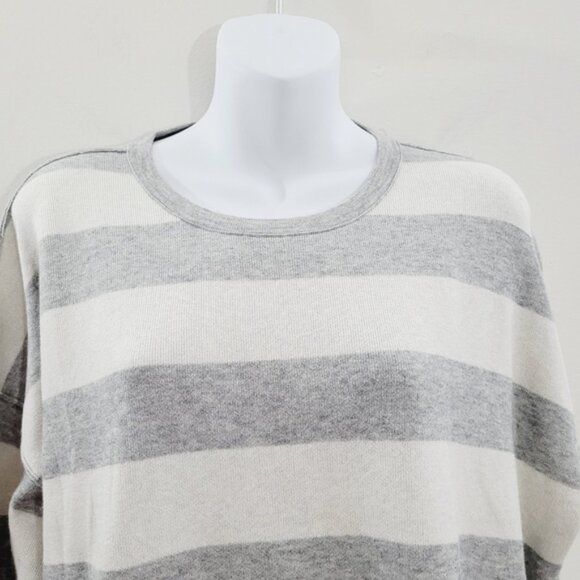 Eileen Fisher NWT Grey/White Stripe Round Neck Lagenlook BOX-TOP Sweater Size 1X - Picture 4 of 7